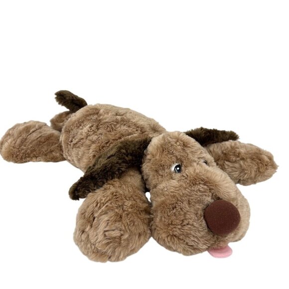 Chosun Puppy Dog Plush Tan Brown Wavy Fur Pink Tongue Floppy Laying Toy 22 Inch - Picture 2 of 8